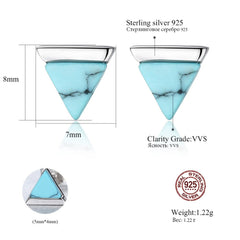 Sterling Silver 925 Turquoise Triangle Stud Earrings