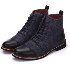 Women Lace Up Ankle Oxfords Leather Boots