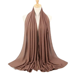 Women Chiffon Hijab Scarf Shimmer with Crystal Chained Edge