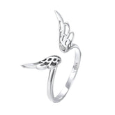 Sterling Silver 925 Women Classic Feather Wings Rings