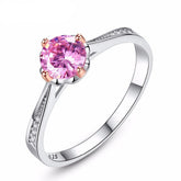Sterling Silver 925 Pink Round Gemstone Ring