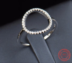 Sterling Silver 925 Hollow White And Rose Gold Cubic Zirconia Ring