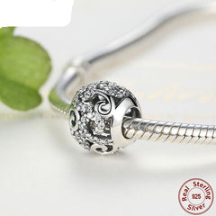Sterling Silver 925 Crystal Round Charm