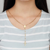 Accessories Titanium Steel Mary/Jesus Long Chain Cross Necklace