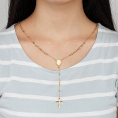 Accessories Titanium Steel Mary/Jesus Long Chain Cross Necklace