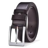 Men Top Full Grain Leather Big Silver Buckle Belts
