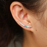 Sterling Silver 925 Curved Long Studs Earrings