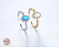 Sterling Silver 925 Vintage Opal Rings