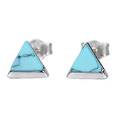 Sterling Silver 925 Turquoise Triangle Stud Earrings