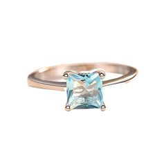Sterling Silver 925 Simple Zircon Emerald Stone Ring