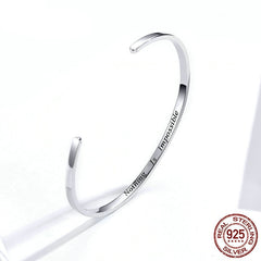 Sterling Silver 925 Courage Bangle Bracelet