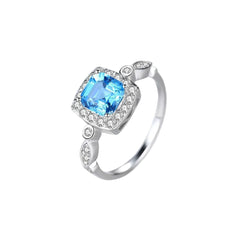 Sterling Silver 925 Blue Square Topaz Ring