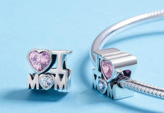 Sterling Silver 925 Women I Love Mom Gift Charm
