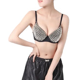 Women Spike Rivet Metallic Push Up Bralette