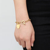 Women Titanium Steel Gold Plated Heart Bracelet