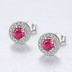 Sterling Silver 925 Round Shape Stud Earrings