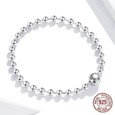 Sterling Silver 925 Pure Silver Round Bead Bracelet Forever Love Chain