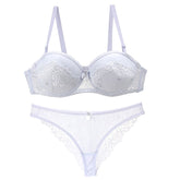 Women Sexy Lace Thong Hollow Out Lingerie Set