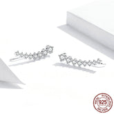 Sterling Silver 925 Stone Star Long Stud Earrings