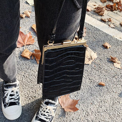Women Small Crocodile Pattern Clip Crossbody, Shoulder Bag