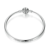 Sterling Silver 925 Women Snowflake Clasp Snake Chain Bracelet