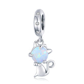 Sterling Silver 925 Zirconia Beads Cat Charms