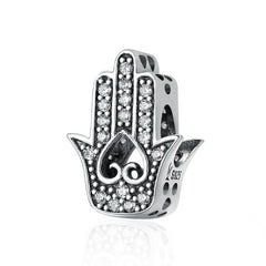 Sterling Silver 925 Women Hand Of Fatima Charms fit Bracelets & Necklaces