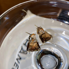 Woman Crystal Square Dangle Earrings