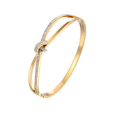 Women Stainless Steel Gold/Rose/ Silver plated Cross Semicircle Zircon Bracelet