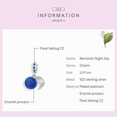 Sterling Silver 925 Romantic Blue Bracelet Charm