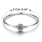 Sterling Silver 925 Blue Evil Eye Bangle Bracelet