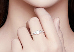 Sterling Silver 925 Women Sparkling Engagement Ring