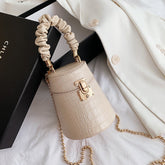 Women Crocodile Pattern Small Bucket Crossbody Bag