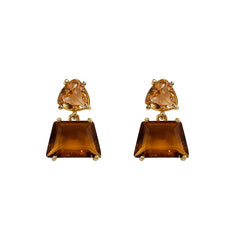 Woman Crystal Square Dangle Earrings
