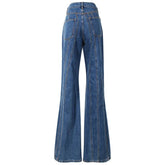 Woman Striped Denim Flare Jeans