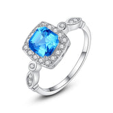 Sterling Silver 925 Blue Square Topaz Ring