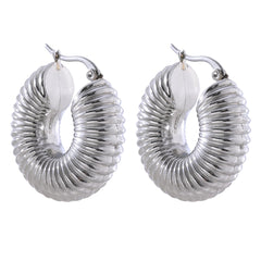 Women 18kt Gold Trendy Round Chunky Hoop Earrings