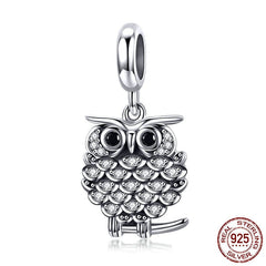 Sterling Silver 925 Crystal Owl Animal Charms