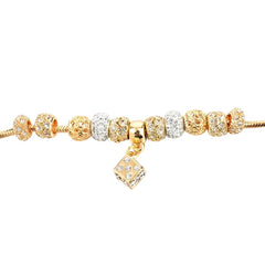 Women Gold Chunky Charm Crystal Bracelet