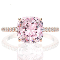 Women 925 Sterling Silver Moissanite Gemstone Rose Gold Ring