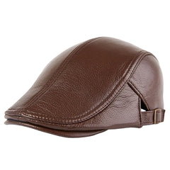 Men Real Leather Flat Beret Caps