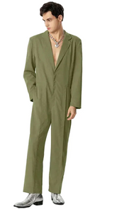 Men Deep V-neck Long Sleeved Formal Jumpsuits