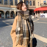 Women Winter Cashmere Tassel Knitted Foulard Blanket Shawl