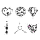 100% Authentic 925 Sterling Silver Ribbon U-shape Chocolate Heart Family Beads Fit Original JIUHAO DIY Bracelet Jewelry Making