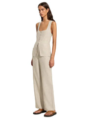 Women Slim Khaki Linen Pants Co Ord