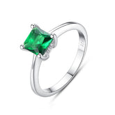 Sterling Silver 925 Simple Zircon Emerald Stone Ring