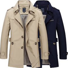 Mens Long Cotton Windbreaker Jacket