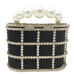 Accessories Women Boutique Pearl Crystal Top-Handle Bucket Bag