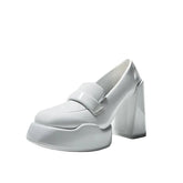 Women Casual Leather Slip on Chunky Platforms