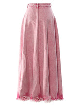 Women Casual High Waist Rose Red Long Skirt